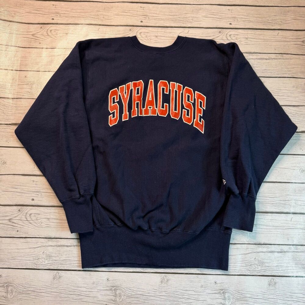 Vintage Syracuse Champion Made in U.S.A Reverse Weave Navy Blue Crewneck